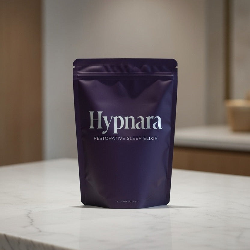 Purple package of Hypnara on a marble countertop